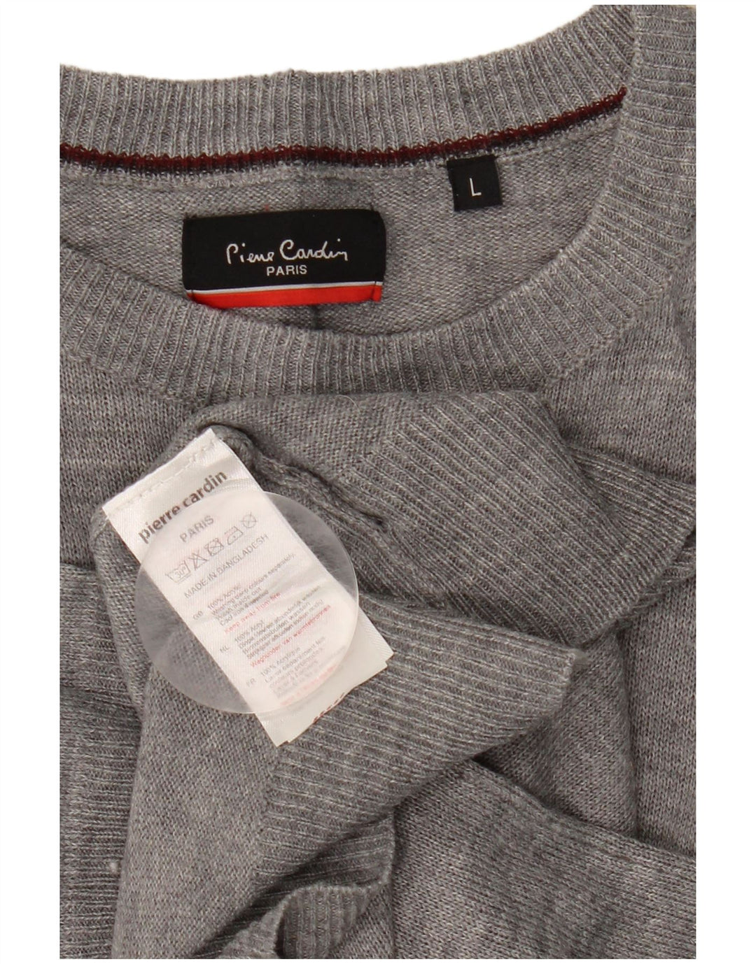 Pierre Cardin Pulover pentru bărbați cu decolteu rotund, mare, gri acrilic