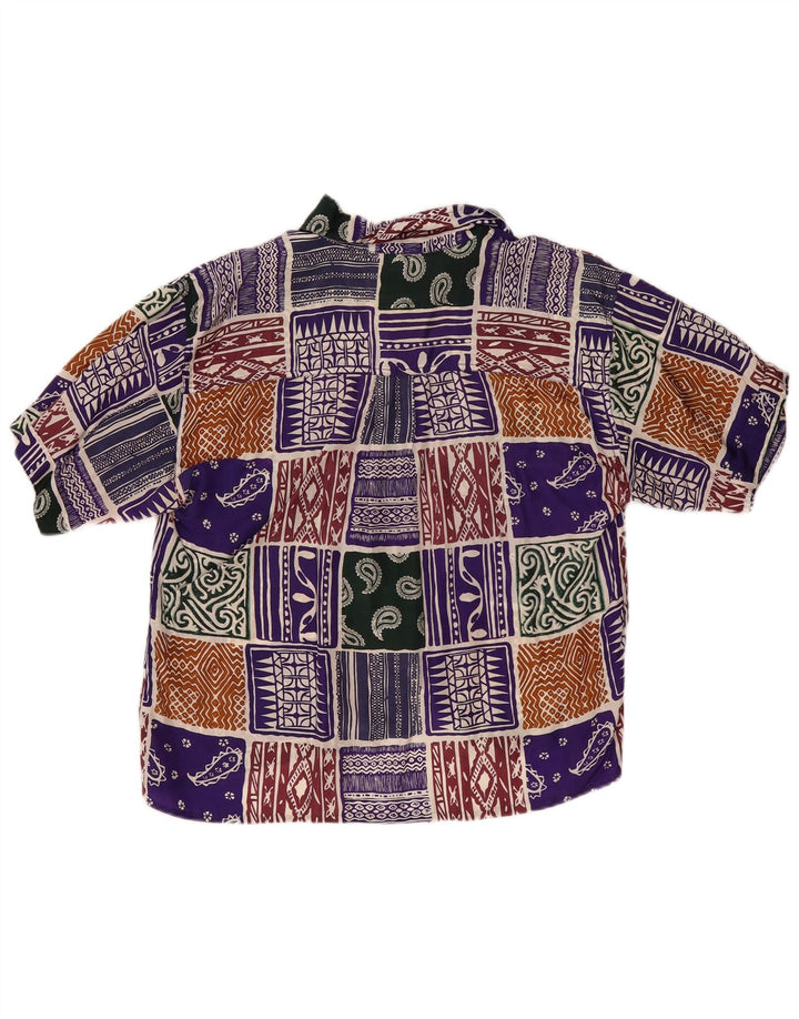 Bluză pentru femei vintage cămașă UK 16 mare, multicoloră, mozaic