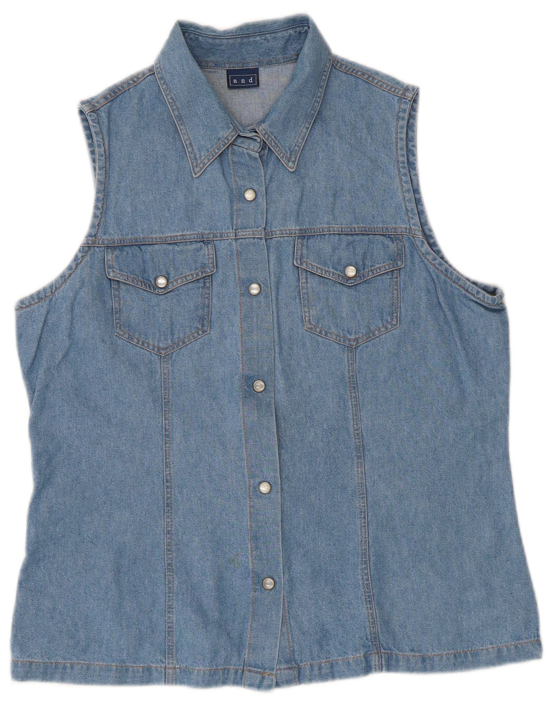Și cămașă de denim fără mâneci pentru femei IT 46 mare bumbac albastru