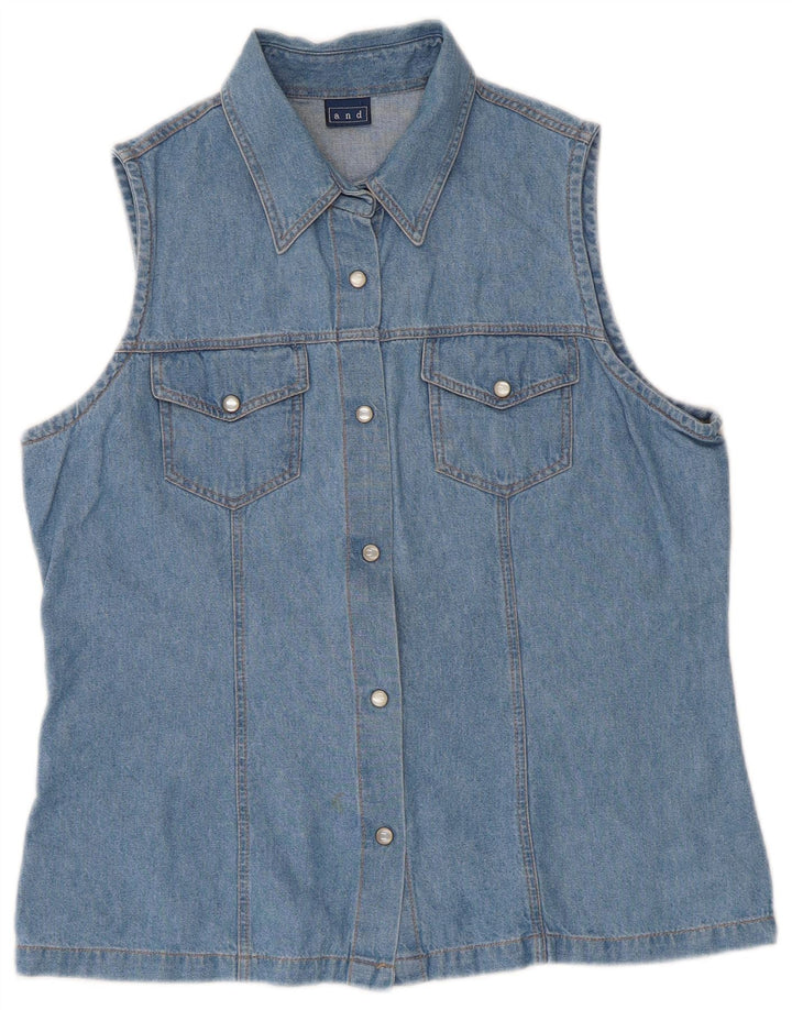 Și cămașă de denim fără mâneci pentru femei IT 46 mare bumbac albastru
