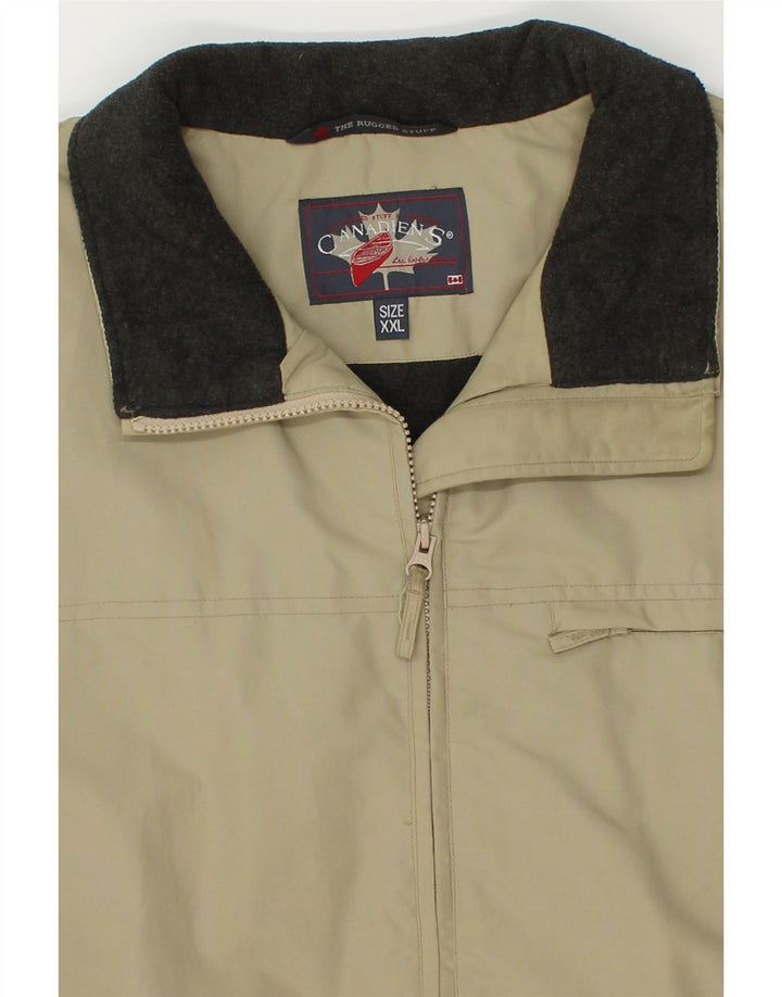 CANADIENS Mens Bomber Jacket UK 44 2XL Beige Nylon Vintage Canadiens and Second-Hand Canadiens from Messina Hembry 