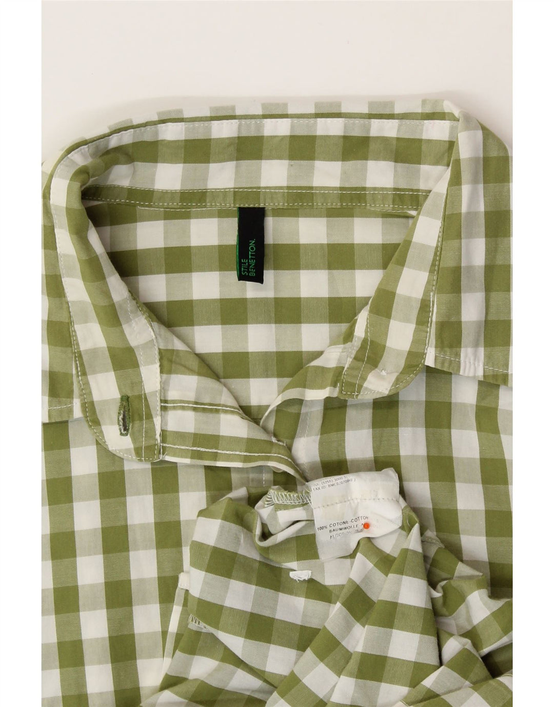 Cămașă BENETTON pentru femei UK 12 Medium Green Gingham Bumbac