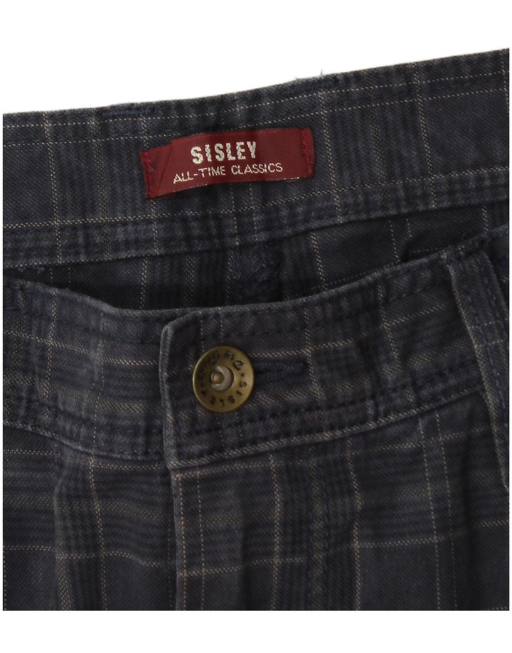 Pantaloni cargo drepti pentru bărbați Sisley W34 L33 bleumarin, carouri