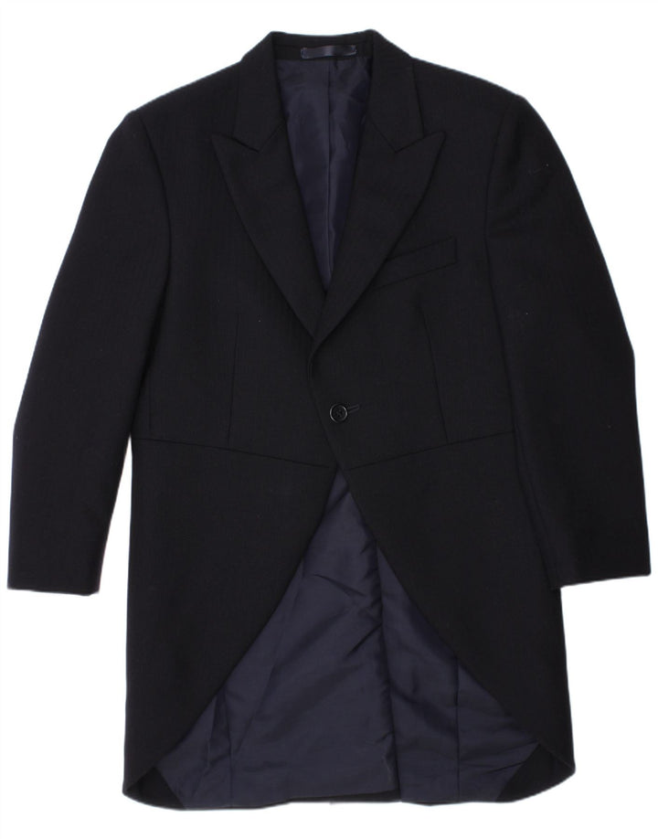 TORRE Boys Longline 1 Button Blazer Jacket 12-13 Years Navy Blue Polyester