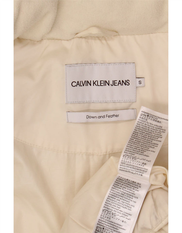 Jachetă căptușită supradimensionată pentru femei CALVIN KLEIN JEANS UK 10 Small Off White
