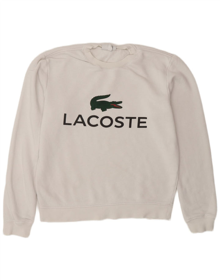 Hanorac grafic pentru bărbați Lacoste Pulover Mărimea 3 Bumbac alb mic