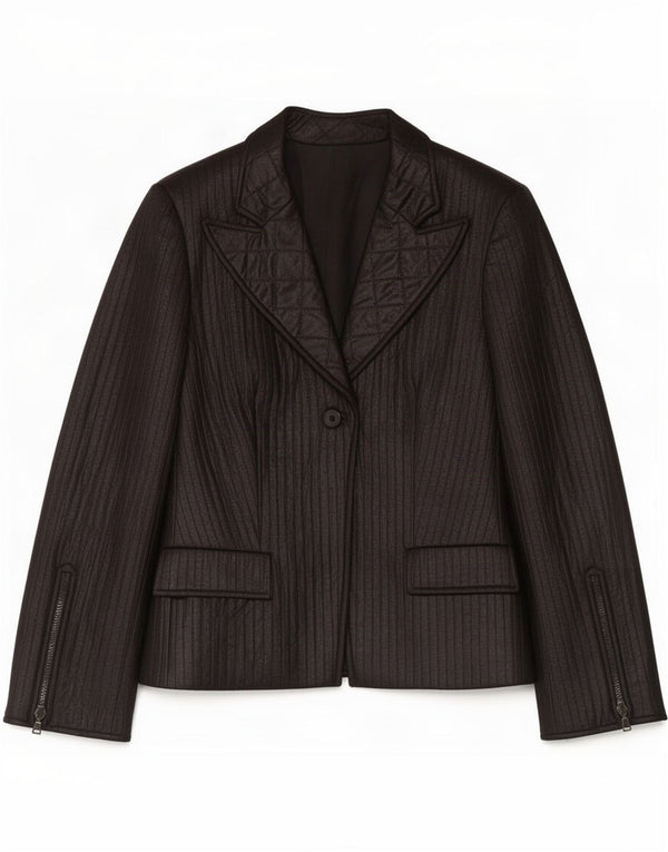 Vintage Womens 1 Button Blazer Jacket IT 48 XL Black Poliester