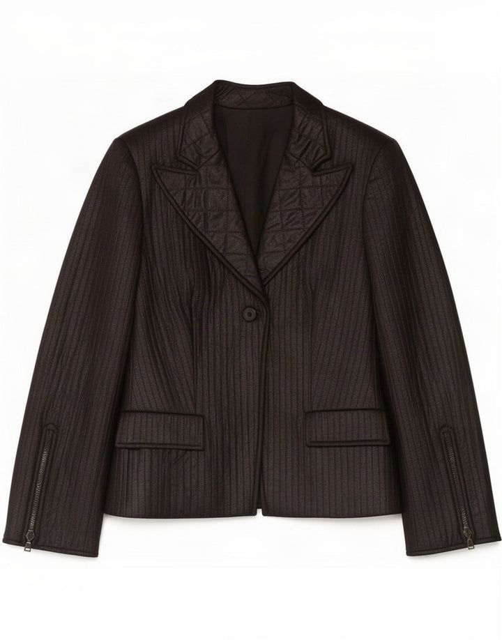 Vintage Womens 1 Button Blazer Jacket IT 48 XL Black Poliester