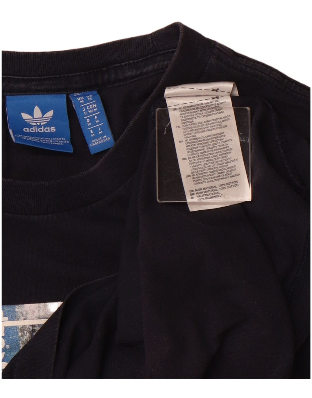 Tricou grafic pentru bărbați Adidas Top mediu din bumbac bleumarin