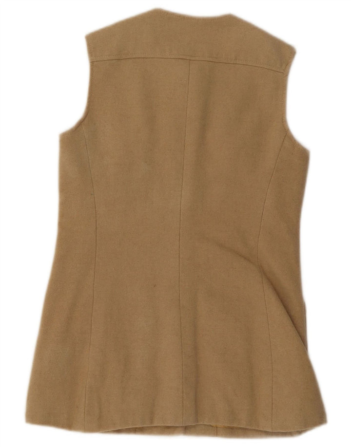 Gilet utilitar pentru femei JAEGER UK 10 mic bej lână