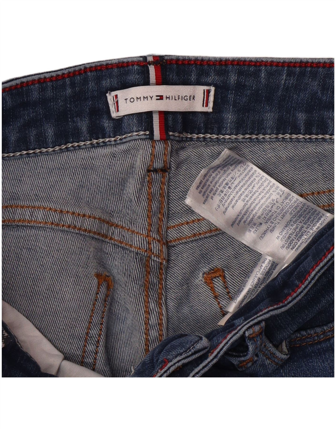 TOMMY HILFIGER Blugi skinny pentru fete 7-8 ani W24 L23 albastru bumbac