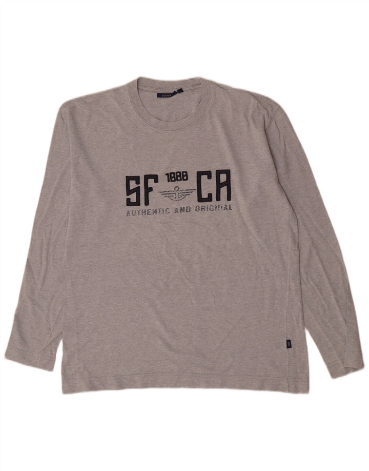 Top grafic Dockers pentru bărbați cu mânecă lungă XL bumbac gri