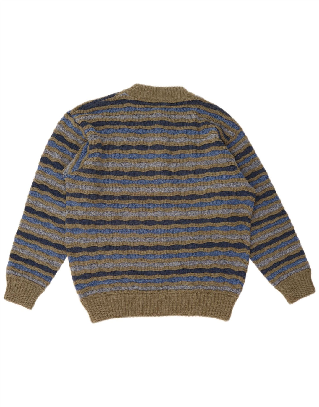 Pulover Vintage pentru bărbați, cu gât, cu nasturi, IT 48 Medium, cu dungi multicolore