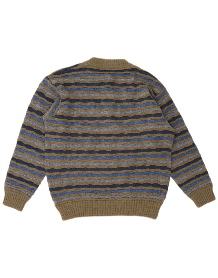 Pulover Vintage pentru bărbați, cu gât, cu nasturi, IT 48 Medium, cu dungi multicolore