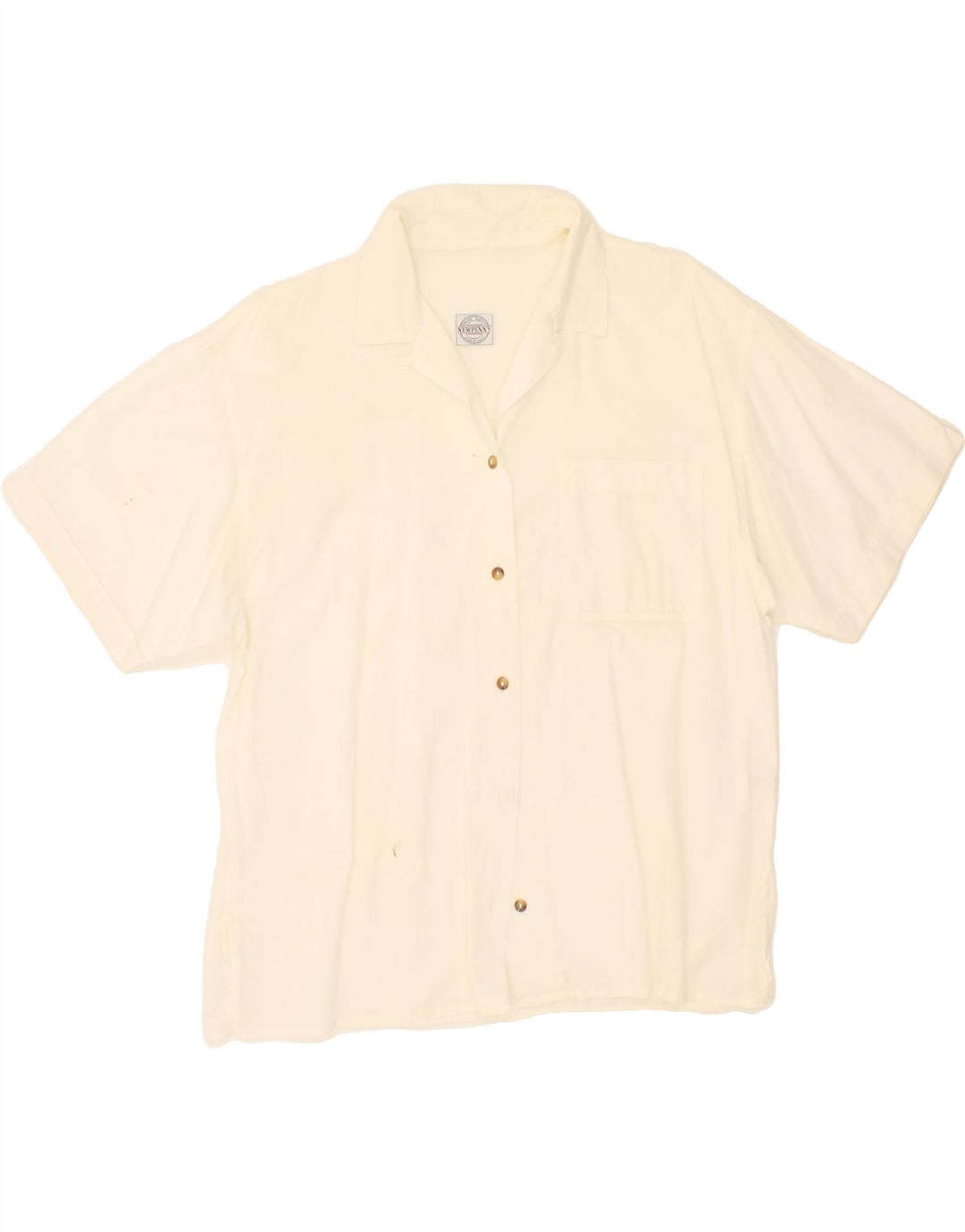 NEWPENNY Womens Short Sleeve Shirt IT 44 Medium Beige Vintage Newpenny and Second-Hand Newpenny from Messina Hembry 