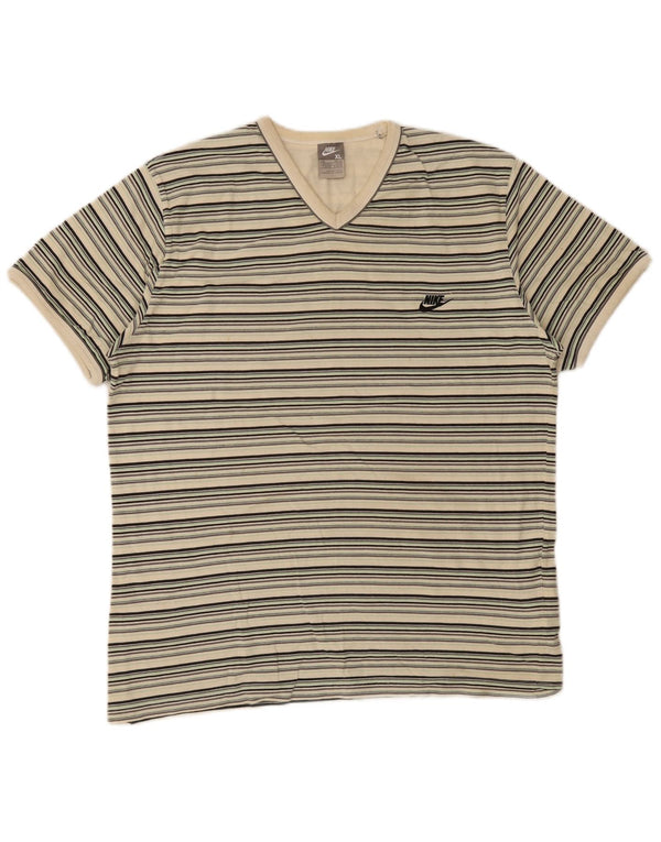 Top tricou pentru bărbați Nike UK 45/47 XL bumbac cu dungi bej