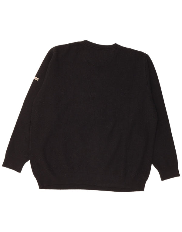 NORTH POLE Pulover pentru bărbați cu gât crew, 2XL, lână neagră