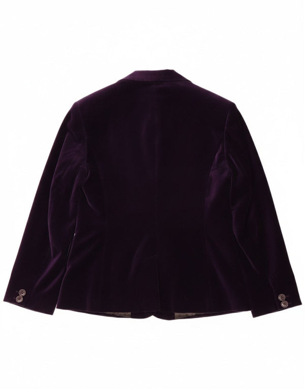 LAURA ASHLEY Sacou blazer pentru femei din catifea cu 2 nasturi UK 14 mare violet