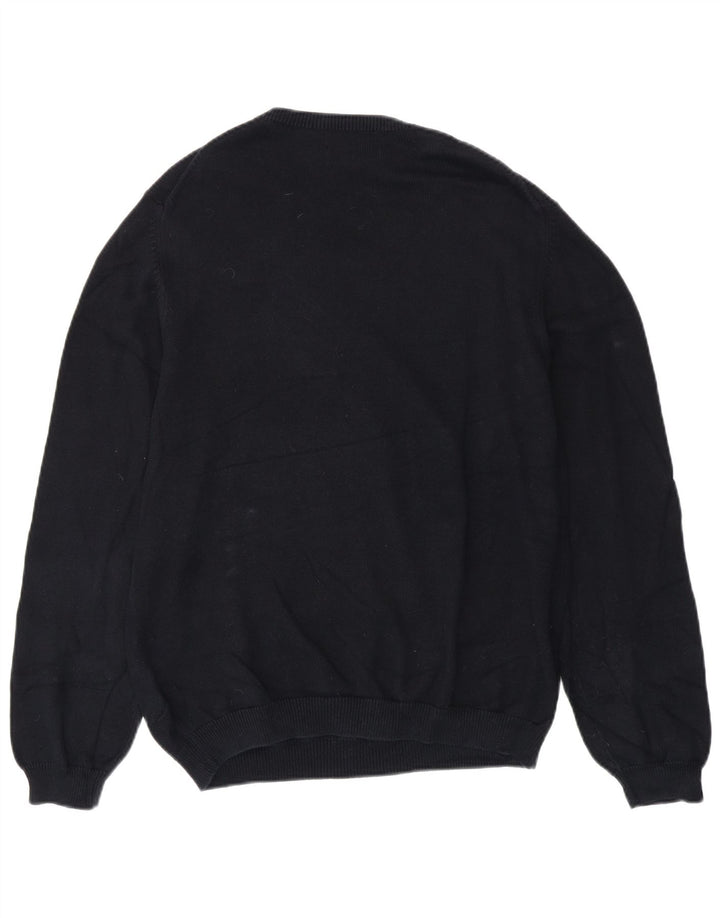 EDDIE BAUER Pulover cu decolteu în V pentru bărbați din bumbac mare, albastru bleumarin