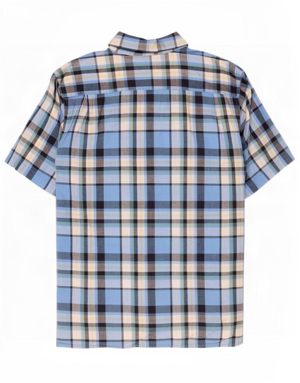 Wrangler Mens Short Sleeve Shirt Medium Blue Check Cotton
