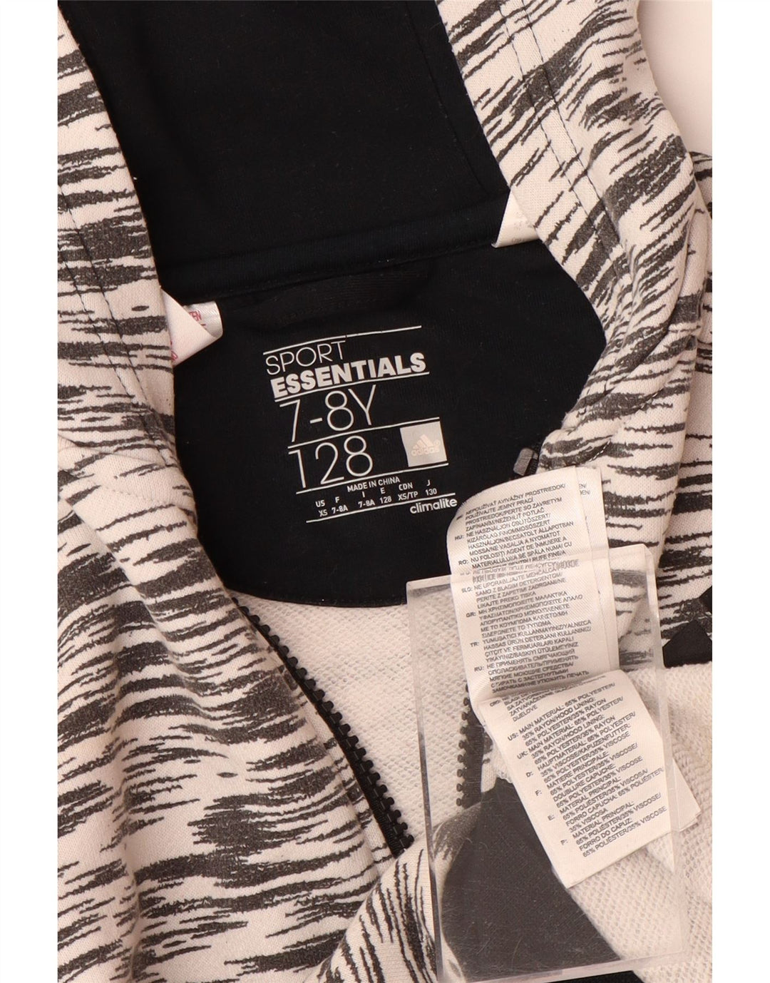 Pulover ADIDAS Climalite pentru băieți, cu fermoar, 7-8 ani, poliester cu pete gri