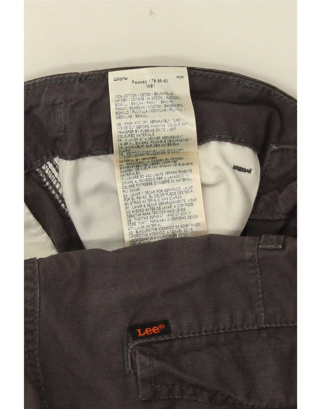 Pantaloni scurți cargo pentru bărbați Lee W32, bumbac gri mediu