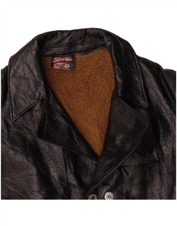 Jachetă din piele Sherpa pentru bărbați VINTAGE UK 38 Medium Black