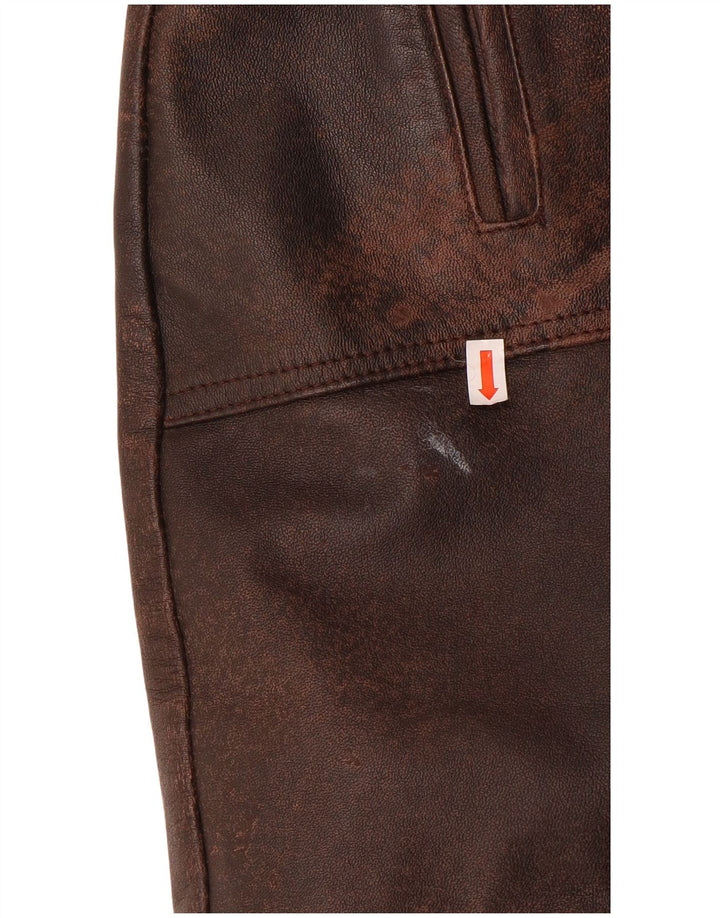 Palton de piele vintage pentru femei UK 14 piele maro medie