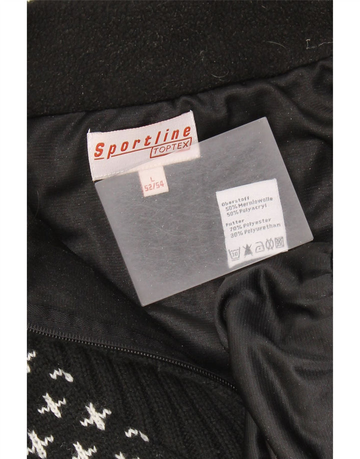 Pulover VINTAGE pentru bărbați, cu fermoar și gât, IT 52/54 Large Black Fair Isle