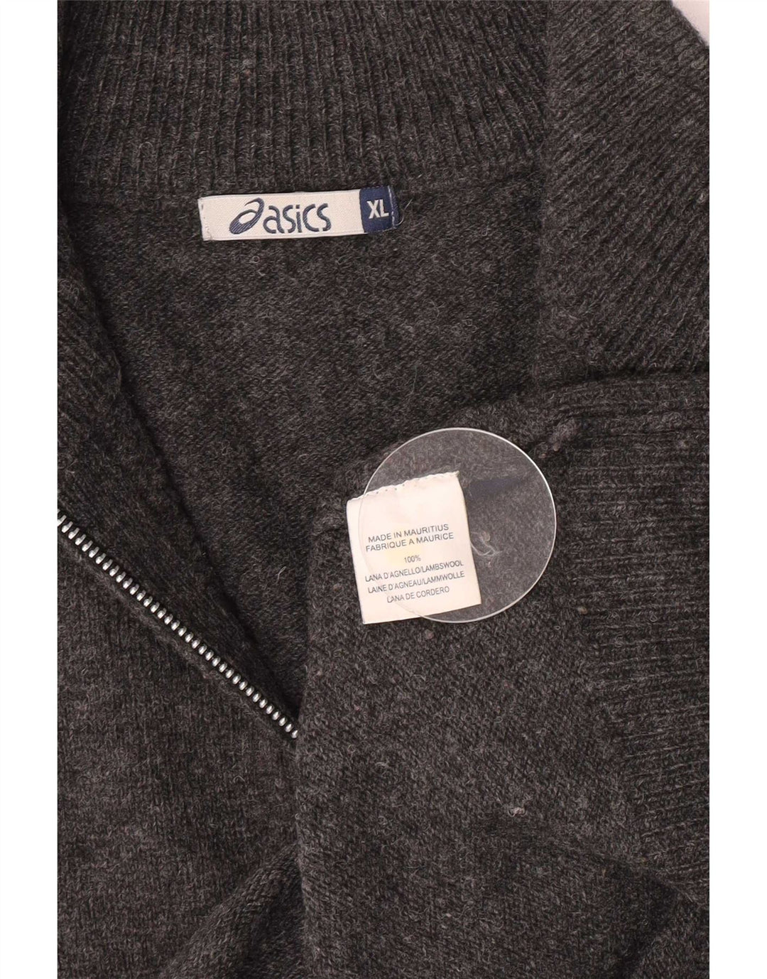 Pulover Asics pentru bărbați, cu fermoar și gât, XL, lână de miel, gri