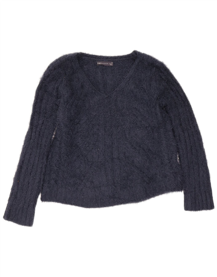 Pulover pentru femei Marks & Spencer cu decolteu în V UK 14 Medium Bleumarin