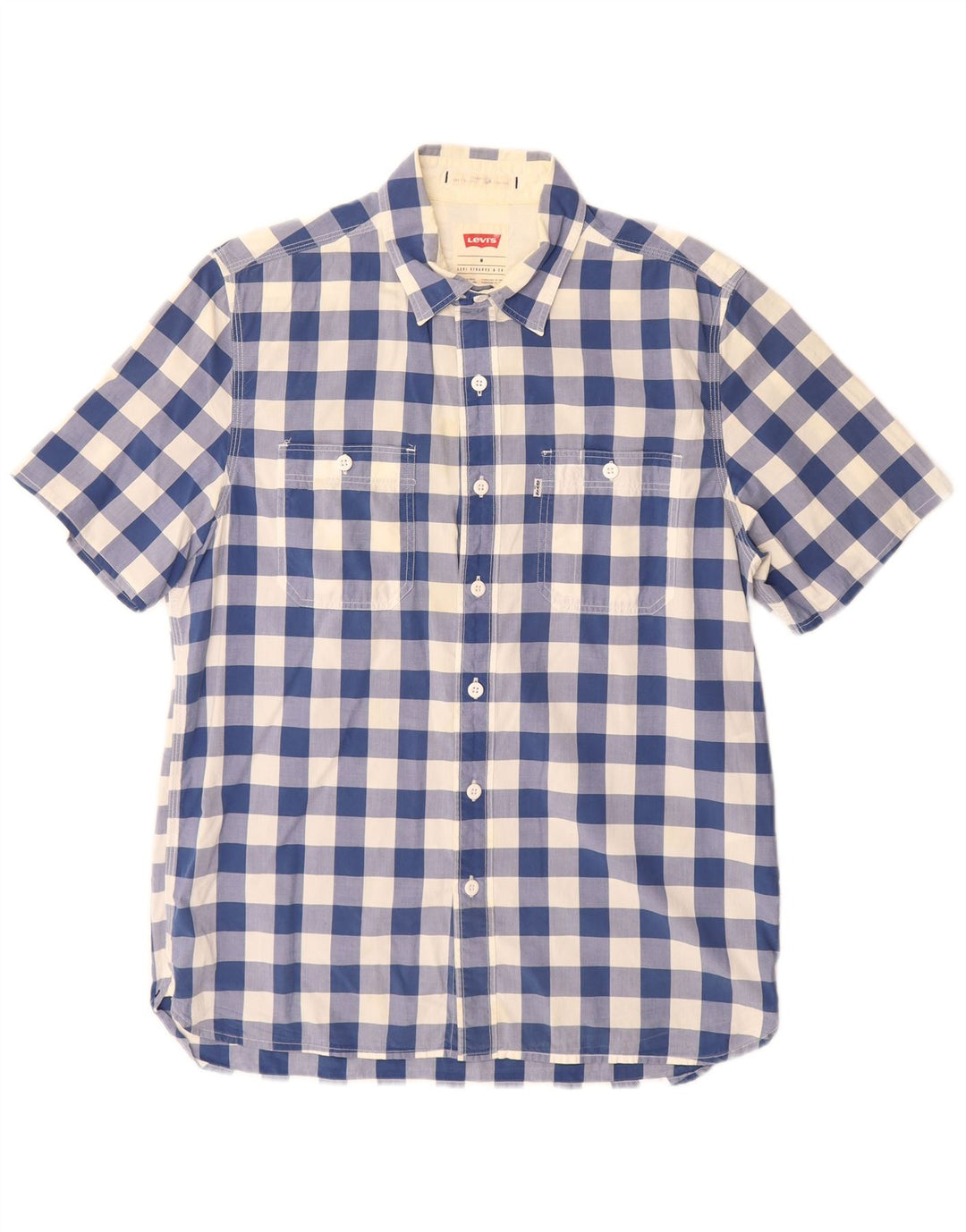 Cămașă Levi's pentru bărbați, cu mânecă scurtă, cu ajustare standard, din bumbac vichy albastru mediu
