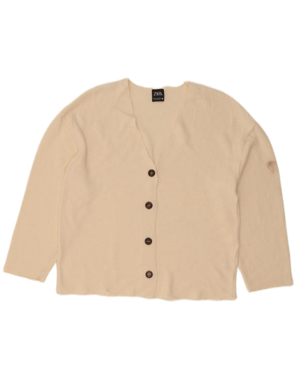 Top cardigan pentru femei Zara UK 14, viscoză, albă, medie