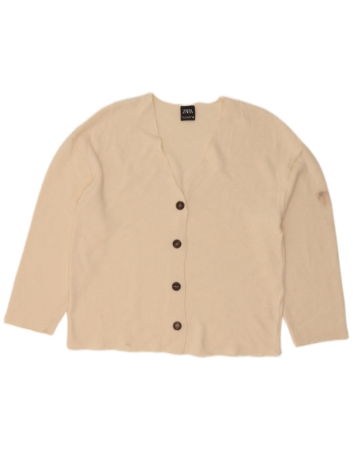 Top cardigan pentru femei Zara UK 14, viscoză, albă, medie