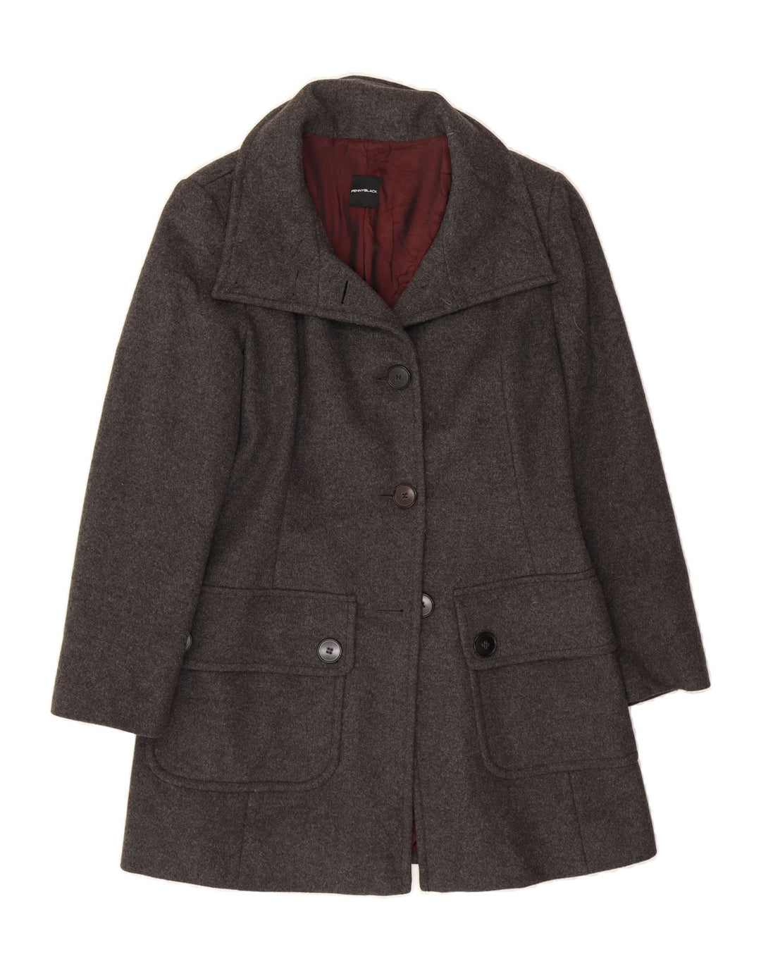 PENNY BLACK Womens Overcoat UK 14 Large Grey Wool Vintage Penny Black and Second-Hand Penny Black from Messina Hembry 