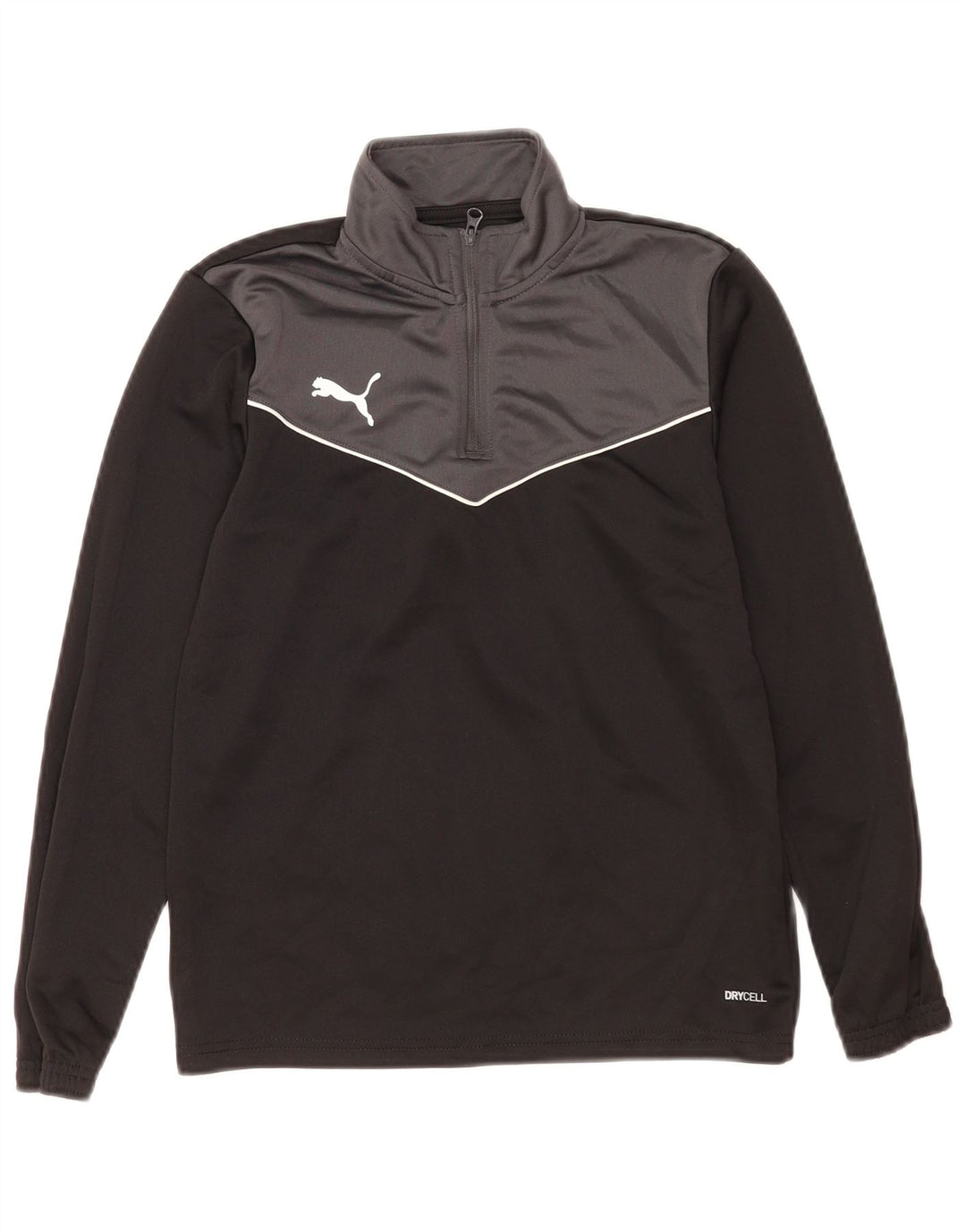 Pulover Puma pentru băieți, cu fermoar, cu gât, 11-12 ani, negru, color block