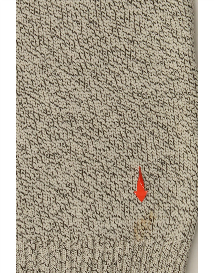 SUPERDRY Pulover pentru bărbați cu decolteu rotund, mare, bej, cu pete acrilice