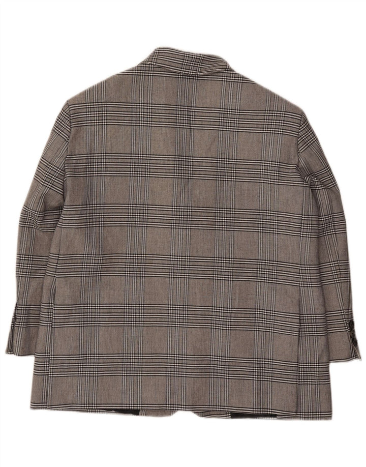 Jachetă blazer supradimensionată cu 2 nasturi Zara pentru femei UK 6 XS, viscoză cu carouri gri