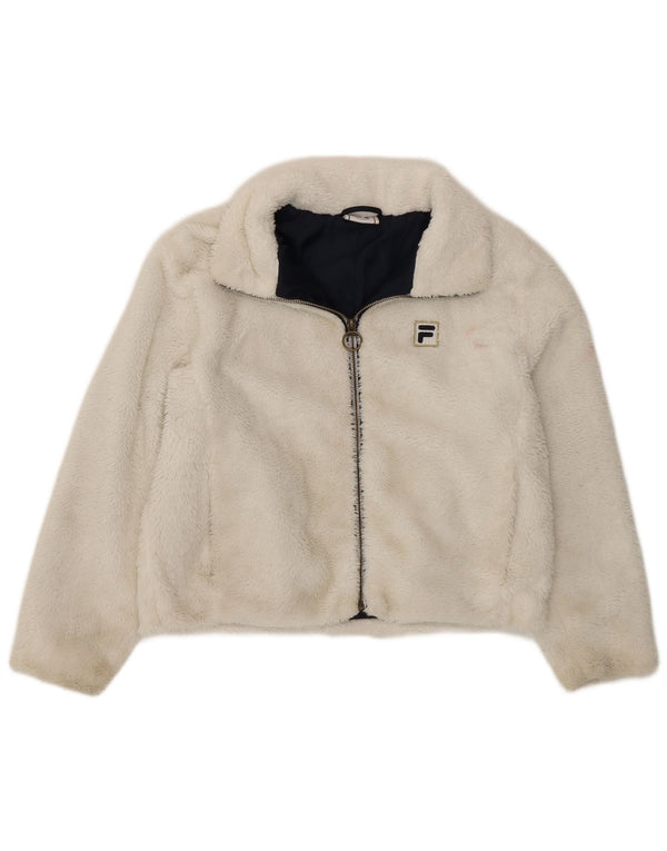 Jachetă Fila pentru fete Crop Graphic Fleece 11-12 ani, alb