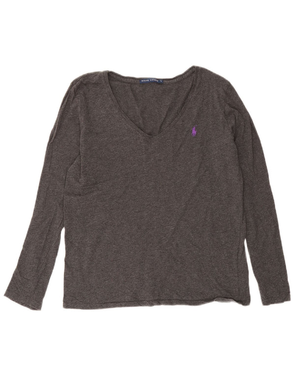 Top pentru femei Ralph Lauren cu mânecă lungă UK 14 mare bumbac gri