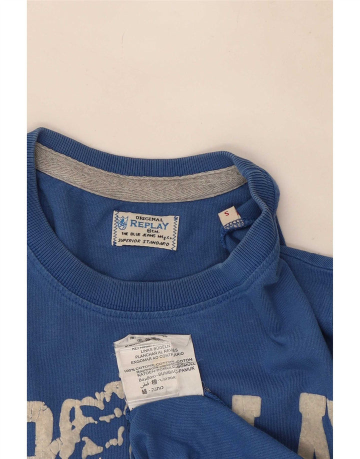 Tricou grafic pentru bărbați Replay Top mic, albastru, bumbac
