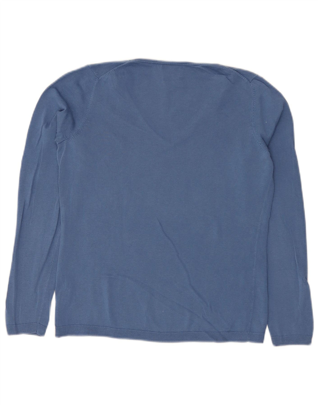Massimo Dutti Pulover cu decolteu în V pentru femei UK 10 Bumbac albastru mic