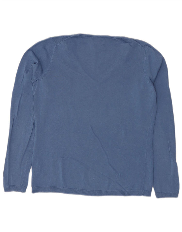 Massimo Dutti Pulover cu decolteu în V pentru femei UK 10 Bumbac albastru mic