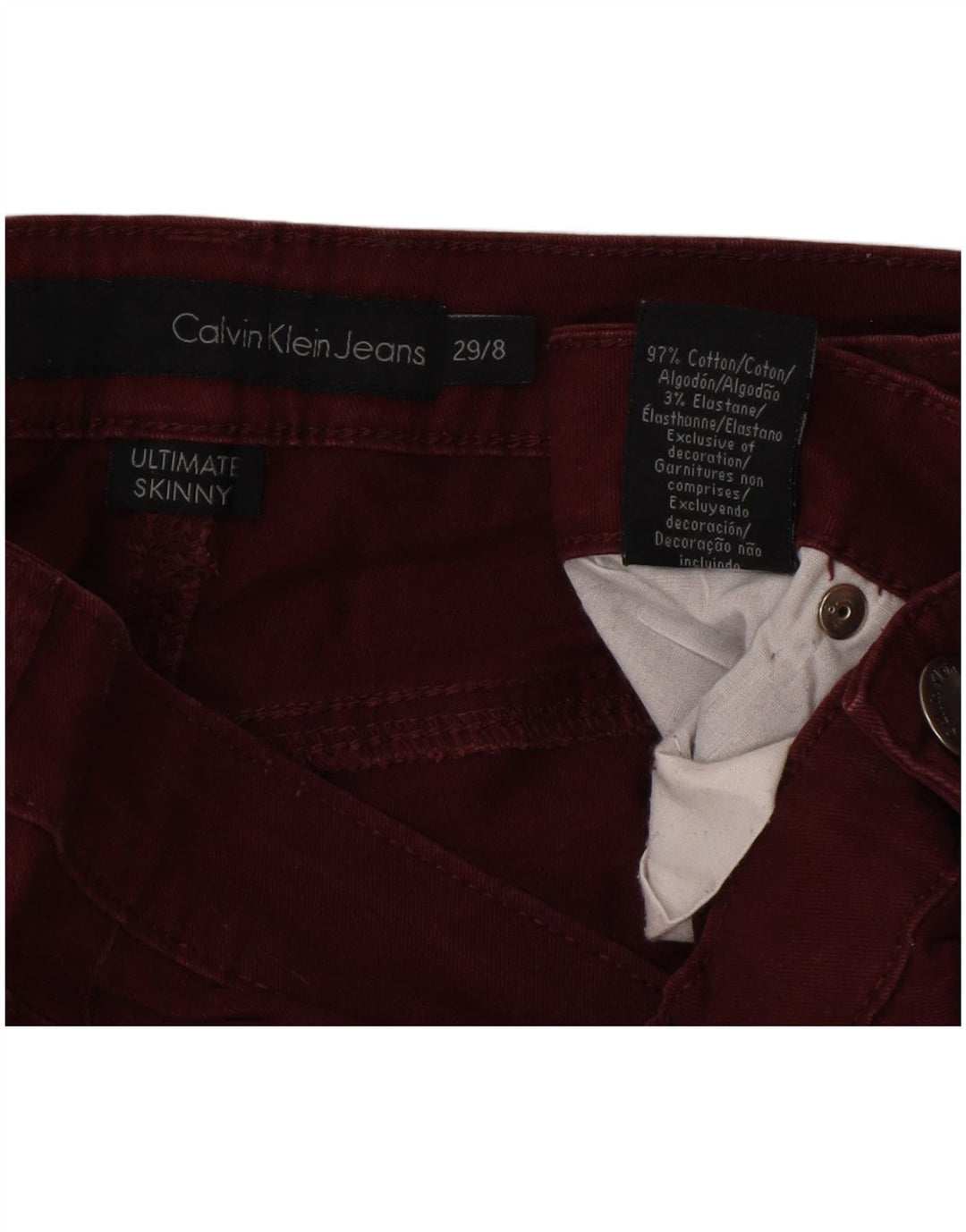 Pantaloni Calvin Klein Ultimate Casual pentru femei US 8 Medium W29 L32 Burgundy