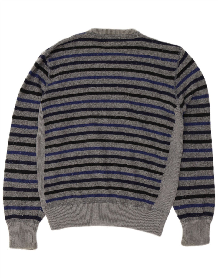 WOOLRICH Pulover pentru bărbați cu gât crew pulover XL din lână cu dungi gri