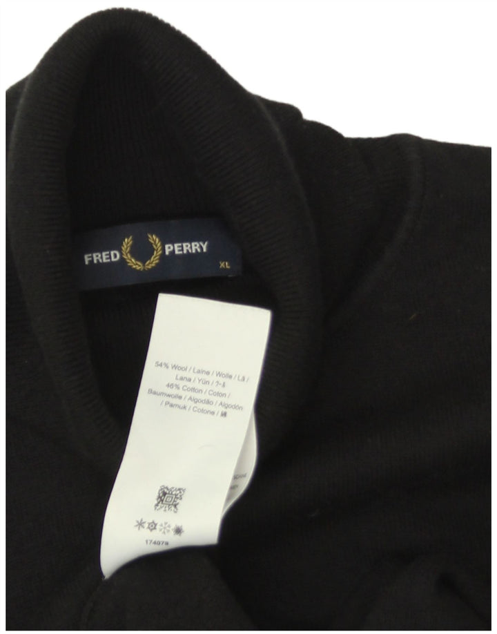Pulover pentru bărbați Fred Perry cu gât rulat, XL, lână neagră