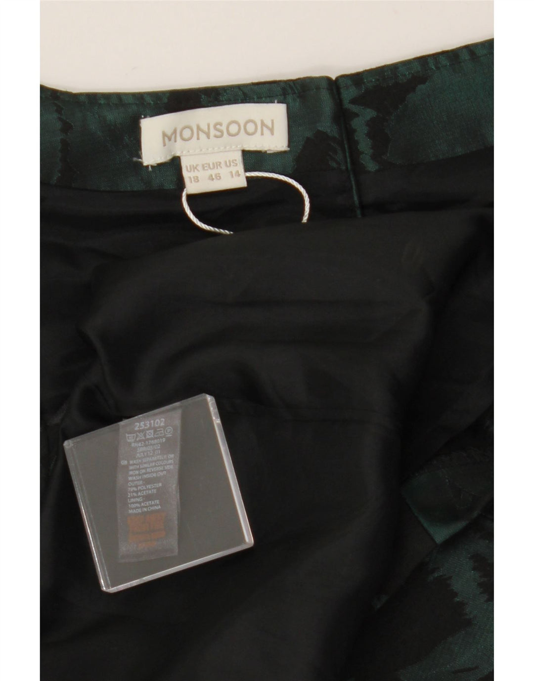 MONSOON Rochie fără mâneci pentru femei UK 18 XL Poliester floral verde