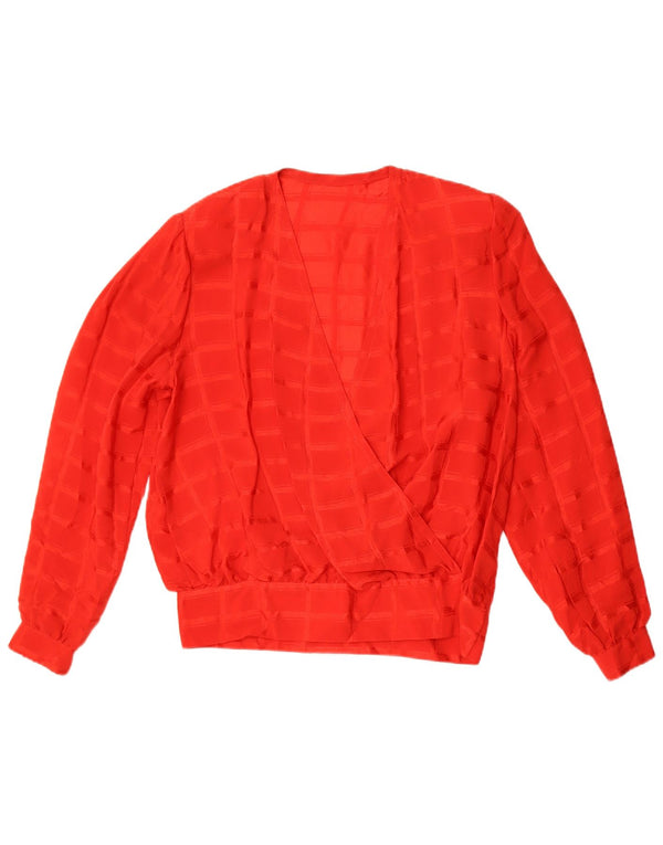 Bluză vintage cu mâneci lungi pentru femei UK 14 Medium Red Check