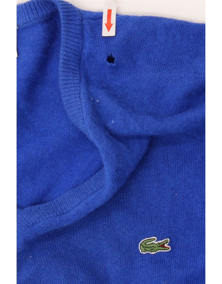 Pulover pentru bărbați Lacoste cu decolteu în V, mărime 6 XL, lână virgină albastră