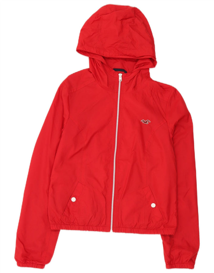 Jachetă de ploaie cu glugă pentru femei Hollister UK 12 Medium Red Nylon